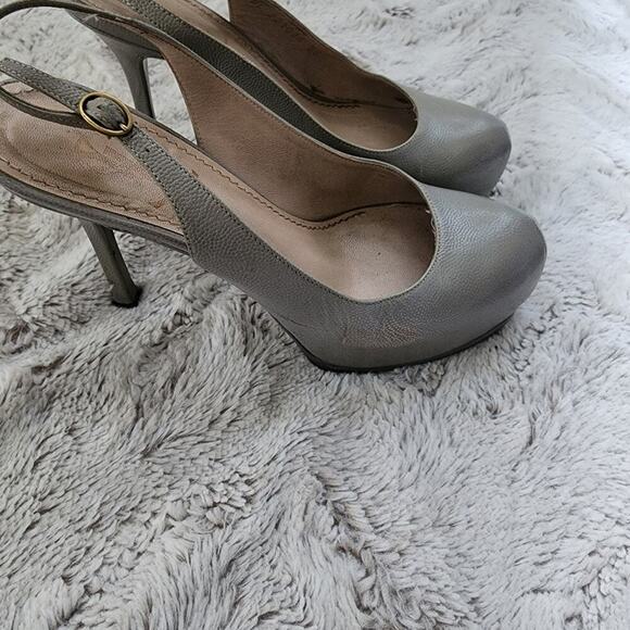 YVES SAINT LAURENT LEATHER GRAY PLATFORM HEEL SIZE 36 (6) - Picture 5 of 14